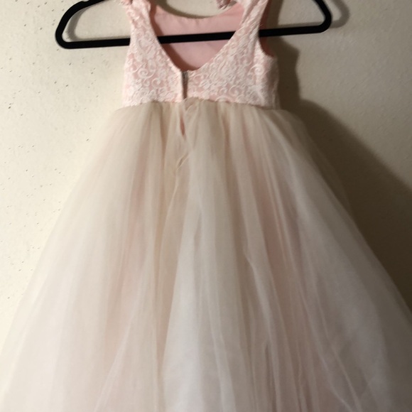 Ball Gown Flower Girl Dress with Heart Cutout light pink 5 David Bridal - Picture 7 of 10